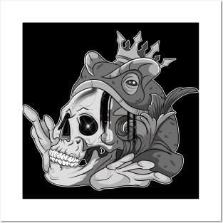 Frog Eating Skull with Crown Posters and Art